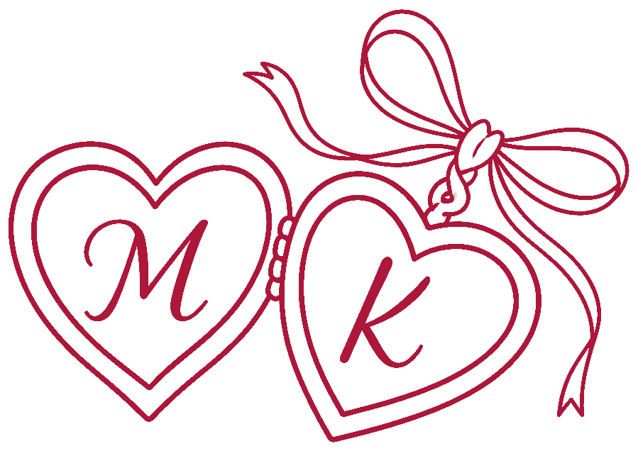 M and K heart locket logo