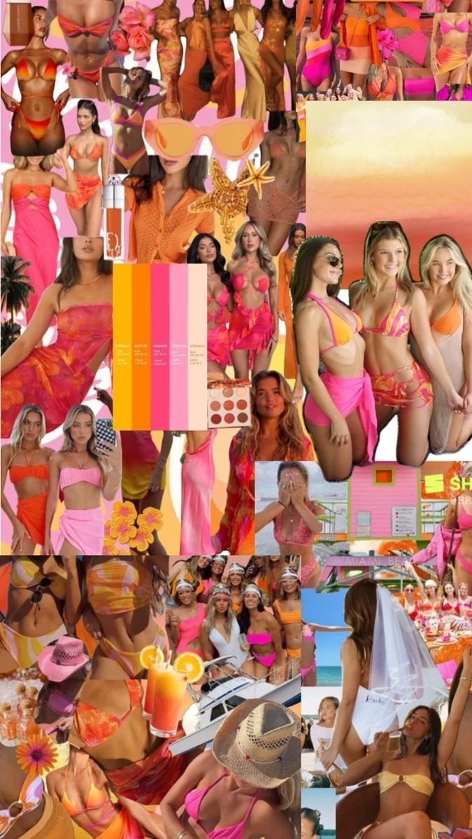 Tequila Sunrise swimsuit mood board
